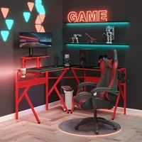 L-shaped Gaming Desk With Adjustable Monitor Stand