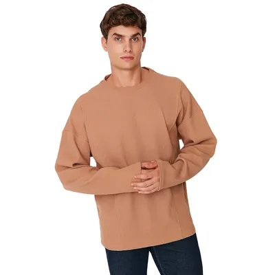 Male Menswear Oversize Basic Crew Neck Knitted T-shirt