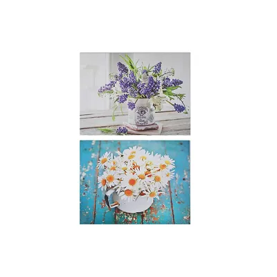 Canvas Wall Art Summer Floral Bouquet Asstd - Set Of 2
