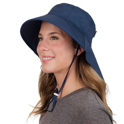 Adult Cotton Adventure Sun Hat With Neck Flap, Wide Brim UPF50+ Women UV Hat