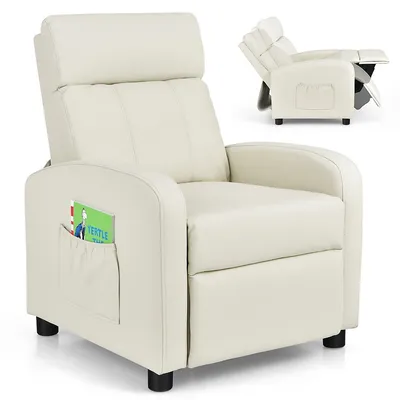 Kids Recliner Chair Adjustable Leather Sofa Armchair W/ Footrest Side Pocket