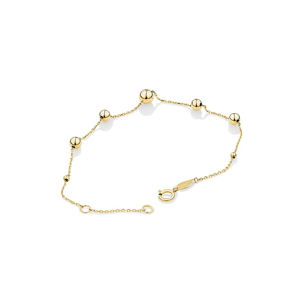 19cm (7.5) 2.5mm-3mm Width Bead Bracelet in 10kt Yellow Gold