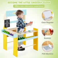 Kid's Pretend Play Grocery Store Toddler Supermarket Toy Set With Cash Register