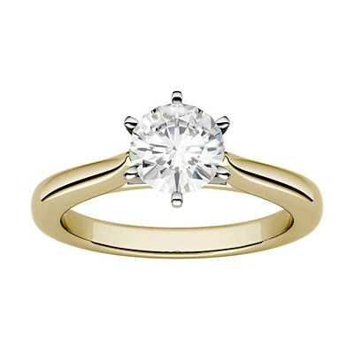 14k 2-toned Yellow Gold & 1.00 Ct. T.w. Created Moissanite Solitaire Ring