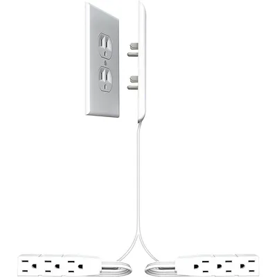 Outlet & Plug Concealer With Dual Side-by-side Power Strips & Cord Management Kits, Two 8-foot 3 Outlet Power Strips, Universal Size