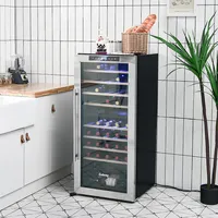 43 Bottle Wine Cooler Refrigerator Dual Zone Temperature Control W/ 8 Shelves