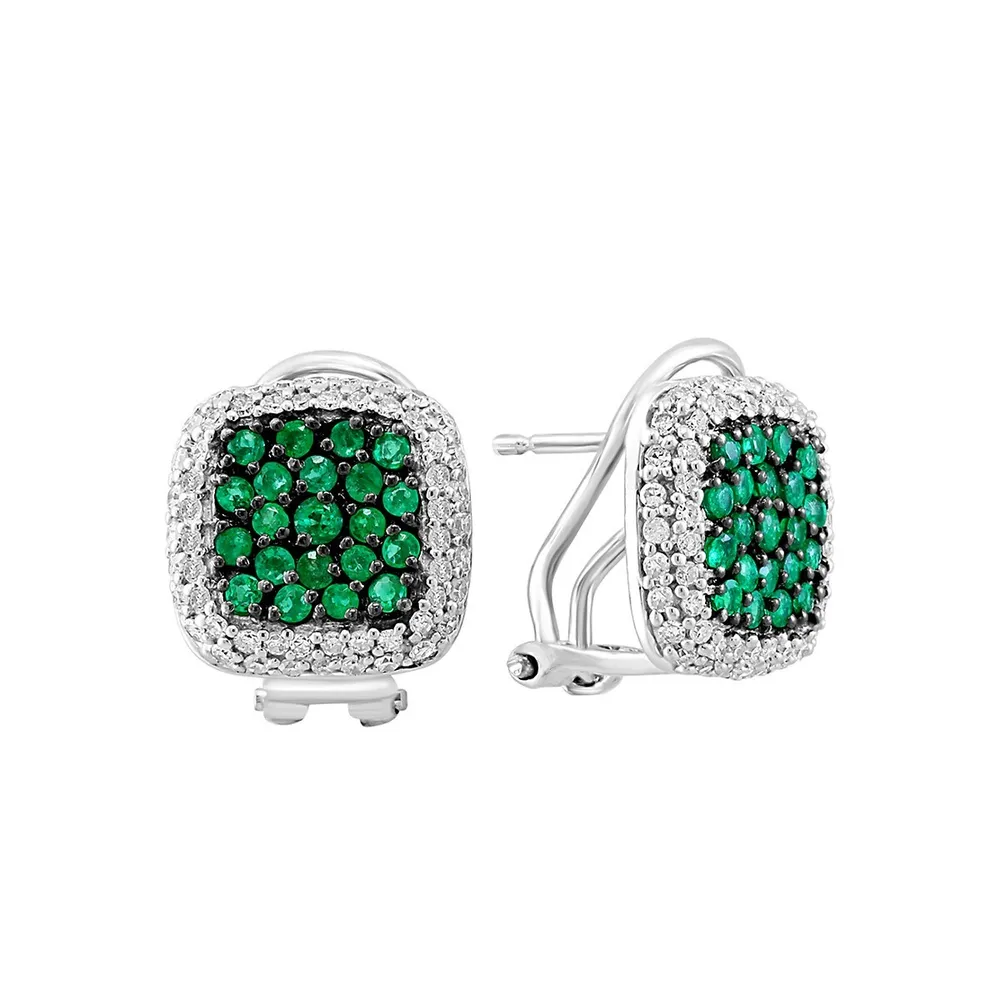 Gold Diamond Emerald Earrings