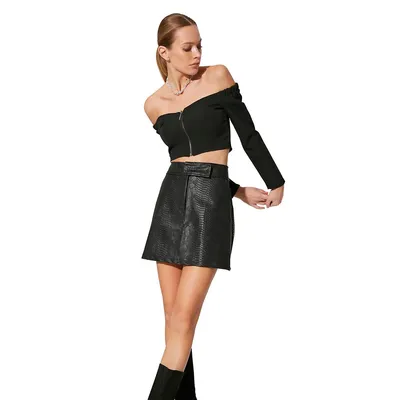 Women Mini A-line Shift Woven Skirt