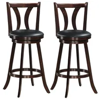 Set Of Swivel Bar Stools 29.5" Bar Height Chairs With Rubber Wood Legs