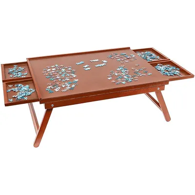 Puzzle Board Rack | 27” X 35” Wooden Jigsaw Puzzle Table W/ 6 Storage & Sorting Drawers | Smooth Plateau Fiberboard Work Surface & Reinforced Hardwood | For Games & Puzzles Up To 1,500 Pieces