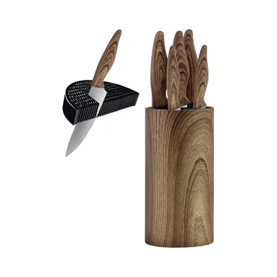 Knife Set With Universal Storage Block, Stainless Steel Blade
