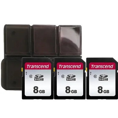 3x Ts8gsdc300s 8gb Sdhc Memory Card With Memory Card Holder