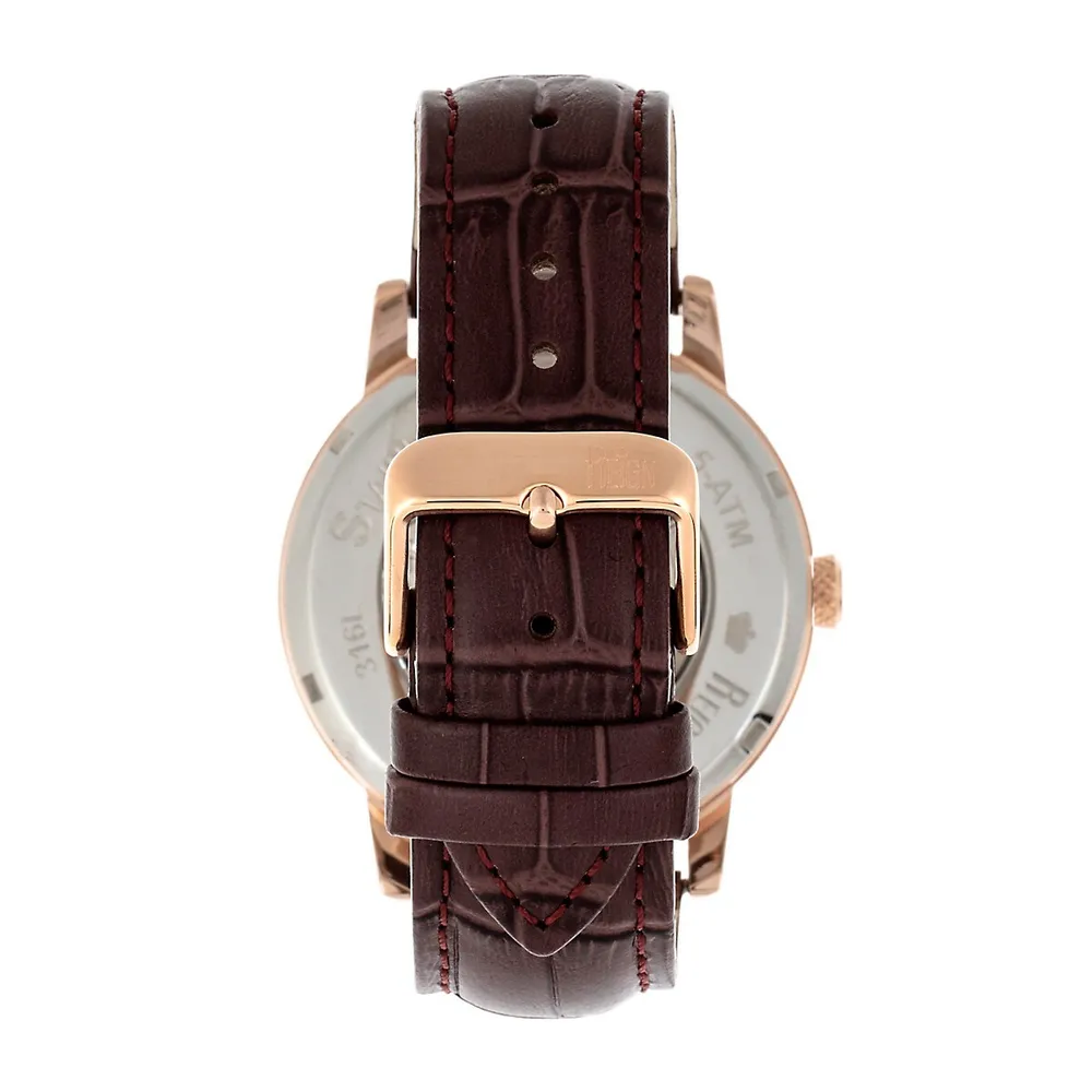 Belfour Automatic Skeleton Leather-band Watch