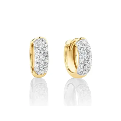 Mini Hoops With 0.25 Carat Tw Of Diamonds In 10kt Yellow Gold