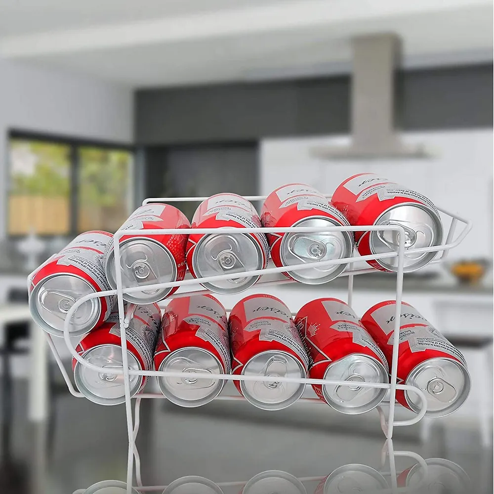 2 Pack - Simple Houseware Stackable Beverage Soda Can Dispenser Organizer Rack White