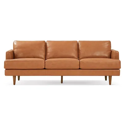 Grosseto Top Grain Leather Sofa, Three Seats, Cognac Color