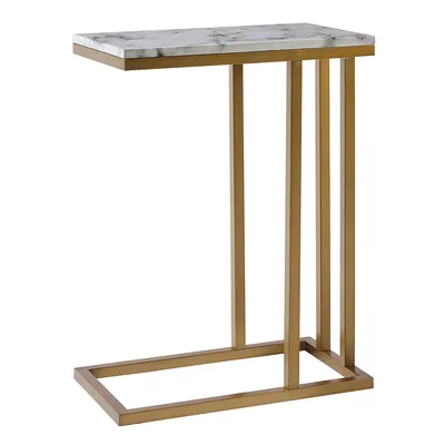 Teamson Home Side Table Marble Effect Wooden Modern Living Room Marmo