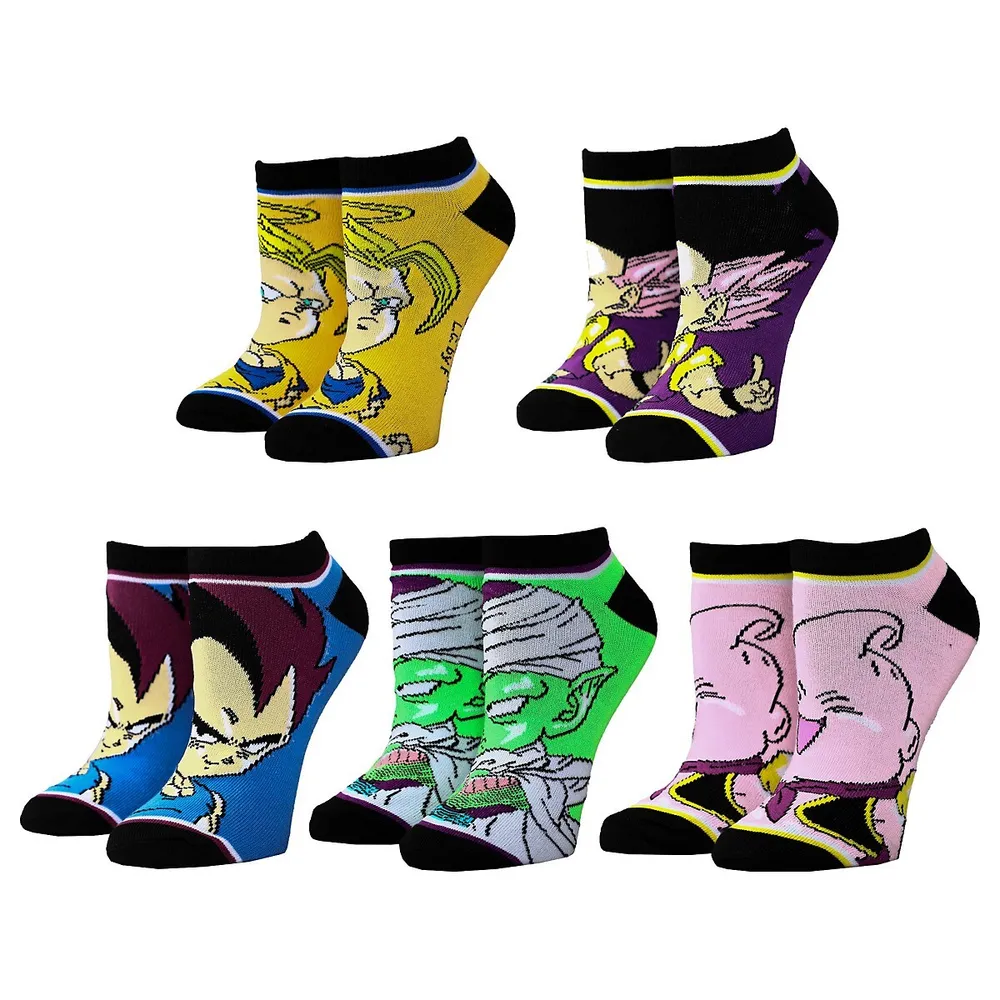 Bioworld Dragon Ball Z Chibi Characters 5 Pack Womens Juniors Ankle Socks