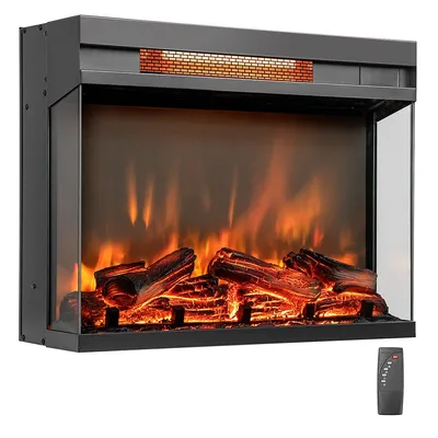 23" 3-sided Electric Fireplace Insert Heater 1500w With Thermostat & Remote Control