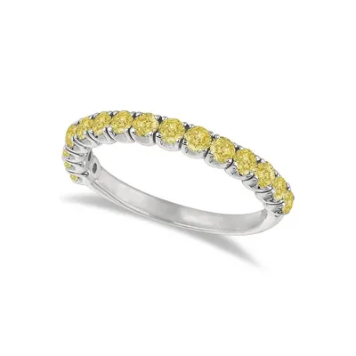 Yellow Canary Diamond Ring Anniversary Band 14k White Gold (1.00ct)