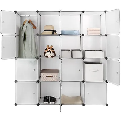 16 Cube Portable Wardrobe Closet Organizer Plastic Storage Cabinet - Diy