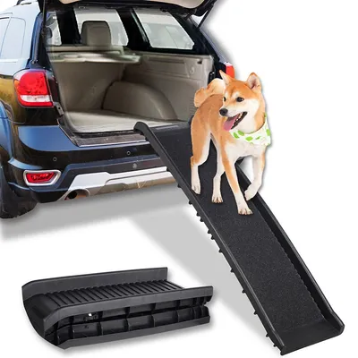 61"l Portable Folding Car Dog Ramp For Large Dogs, Black
