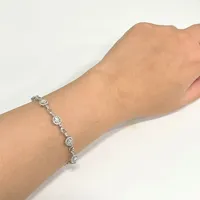 10k White Gold 0.53 Cttw Canadian Diamond Halo Style Bracelet