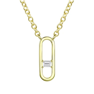 Teens 14k Gold Plated Baguette Cubic Zirconia Modern Necklace