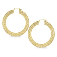 18kt Gold Plated 25mm Round Filigree Dc Hoop Earrings