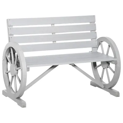 42" Wood Wagon Wheel Bench