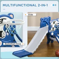 2 In 1 Toddler Slide For Indoor With Basketball Hoop