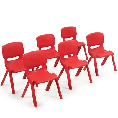 6-pack Kids Plastic Stackable Classroom Chairs Indoor/outdoor Kindergarten Red