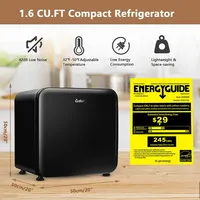 1.6 Cubic Feet Compact Refrigerator Reversible Door Mini Fridge
