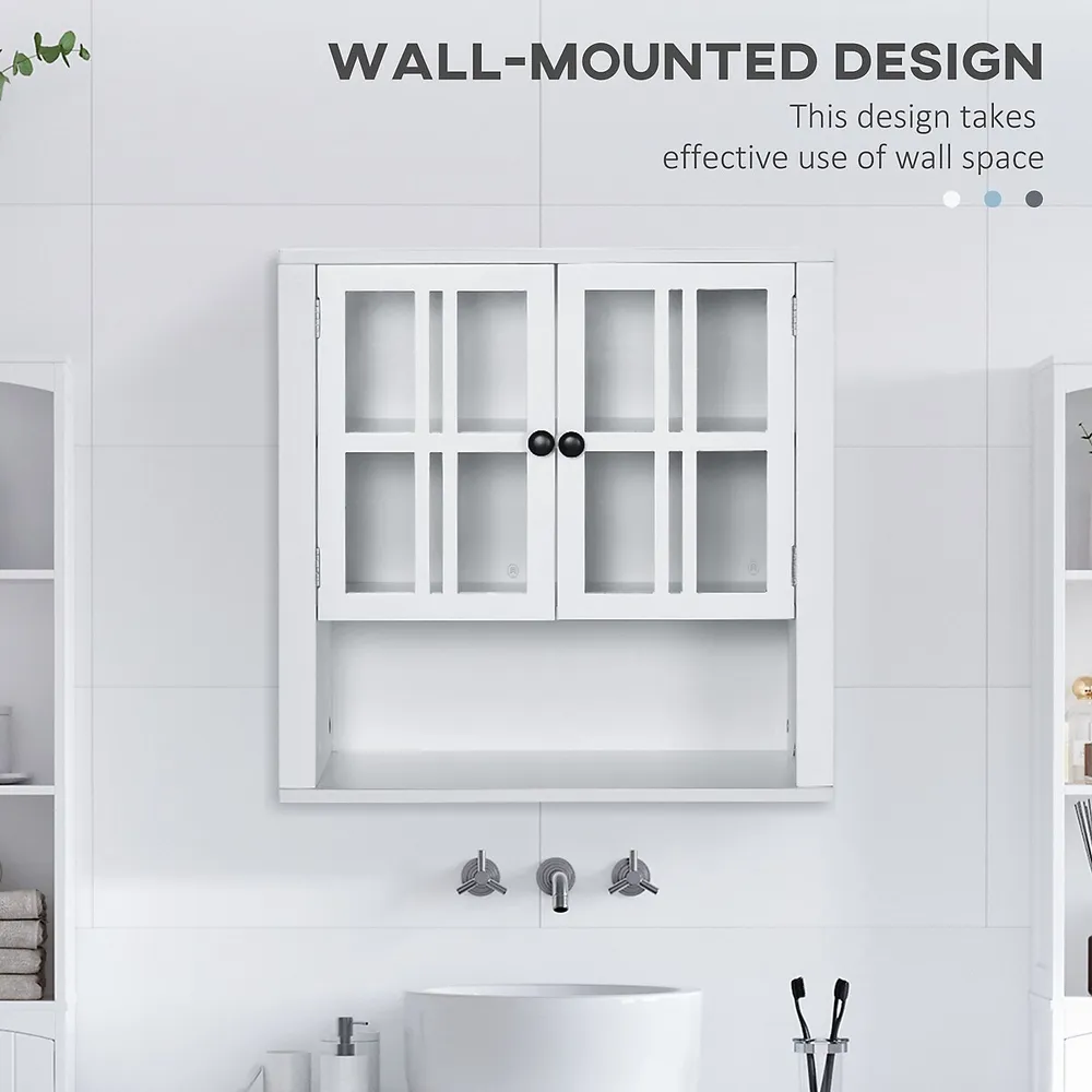 kleankin Bathroom Wall Cabinet Mount Medicine with Mirror Door and Open