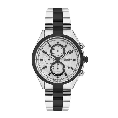Men's Lc07399.330 Chronograph Silver Watch With A Two Tone Metal Band And A White Dial