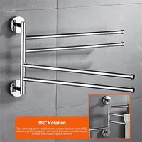 Rotary Towel Rack With 4 Swivel Bars, Wall-mounted Stainless Steel Towel Holder