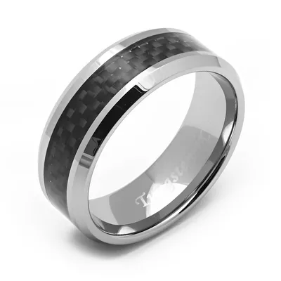 Men's Tungsten Ring With Carbon Fiber Inlay