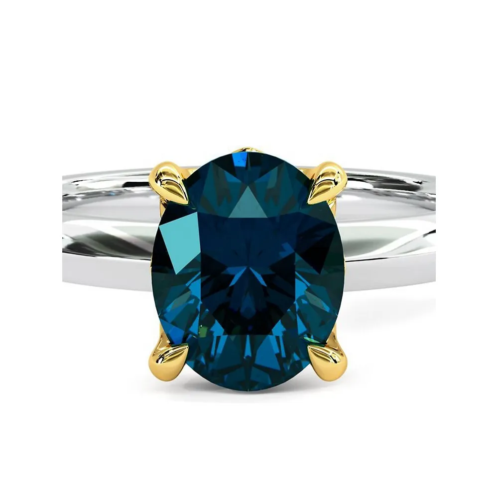 Michael Hill Ring With London Blue Topaz In Sterling Silver And 10kt Yellow  Gold