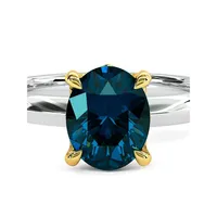 Ring With London Blue Topaz In Sterling Silver And 10kt Yellow Gold