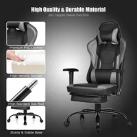 Gaming Chair Racing High Back Office Chair W/ Footrest Black