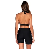 Women's Black Bayside High-waist Streamlined Silhouette Bike Short Swimwear Bottom