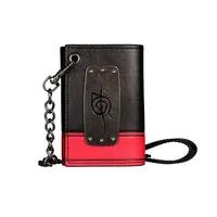 Naruto Itachi Hidden Leaf Kanji Faux Leather Trifold Wallet & Chain