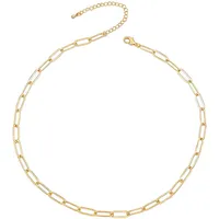 14k Yellow Gold Plated Cable Link Chain Adjustable Necklace