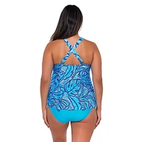 Women's Seaside Vista Sadie A-line Silhouette High Neck Swimwear Tankini Top