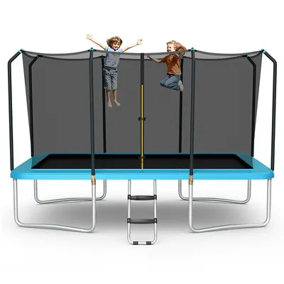 8 X 14 Ft Rectangular Recreational Trampoline W/ Safety Enclosure Net Ladder Outdoor