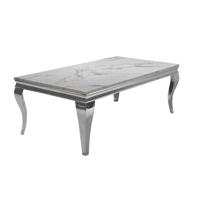 Modern Trends Marble Top Chrome Frame Coffee Table (51" X 27.5")