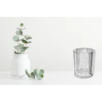 Glass Candle Holder (silver Leaf)