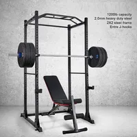 Power Cage, Squat Rack Workout Station 1200lb Capacity With 2 Extra J-hooks For Weightlifting, Strength Training, Home Gym