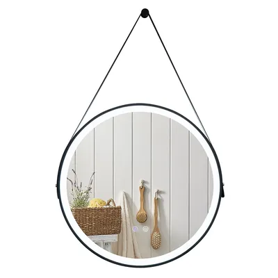 24" Round Led Bathroom Mirror 3 Color Modes Anti-fog Wall Mounted Hanging Mirror