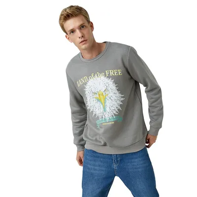 Relaxed Fit Woven Motto Sweatshirt